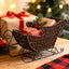 Natural Rattan Christmas Sleigh Basket – Handwoven Holiday Gift & Decorative Storage Basket with Metal Runners-cc-091707