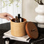 Round Woven Storage Basket with Lid – Decorative Organizer for Vanity, Bathroom, Bedroom & Living Room-cc-091715