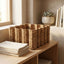 Scalloped Woven Storage Basket | Decorative Wicker Organizer for Living Room, Bedroom & Home Storage-cc-092010