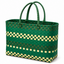 Green Woven Tote Bag with Woven Handles, Yellow Green Handwoven Wicker Beach Grocery Bag for Car Travel and Daily Carry -cc-091702