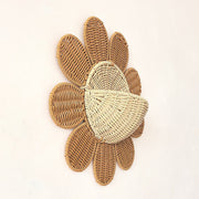 Natural Rattan Flower Wall Basket – Handwoven Hanging Storage Organizer for Bedroom, Nursery & Entryway-cc-091705