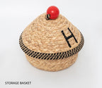 Woven Storage Basket with Lid – Decorative Small Organizer for Bedroom, Nursery & Home-091612-cc