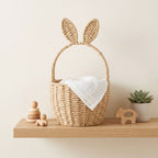 Woven Bunny Ear Easter Basket with Handle – Decorative Egg Hunt & Gift Basket for Kids-091621-cc