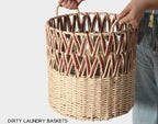 Large Woven Laundry Basket with Handles – Round Decorative Storage Hamper-cc-091720