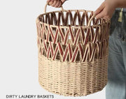 Large Woven Laundry Basket with Handles – Round Decorative Storage Hamper-cc-091720