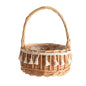Handwoven Wicker Flower Basket with Tassel Trim & Single Handle, Round Woven Floral Arrangement Basket with Liner for Wedding, Gift & Home Decor -ZENG-091607