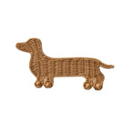 Dachshund Shaped Wicker Wall Hook with Wooden Ball Feet, Handmade Rattan Coat Hat Hanger with Pegs, Cute Dog Decor for Entryway & Kids Room -ZENG-091712