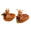 Christmas Reindeer Shaped Woven Basket with Red Bow, Pinecone & Bell Decor, Holiday Wicker Candy Snack Fruit Basket for Table Decor & Gift -ZENG-091612