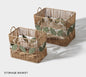 Rectangular Woven Storage Basket with Handles & Leaf Design – Large Decorative Organizer for Laundry, Toys, Blankets & Home Storage-cc-091802