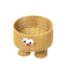 Cute Cartoon Eyes Round Woven Storage Basket with Feet, Handwoven Wicker Organizer Bin for Kids Toys, Snacks & Tabletop Home Decor -ZENG-091613