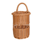 Open Weave Wicker Wall Hanging Flower Basket with Handle & Invisible Hook, Decorative Woven Wall Planter for Fresh & Dried Flowers, Farmhouse Wall Decor -ZENG-091614