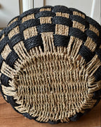 Black & Natural Woven Storage Basket Set with Handles – Decorative Floor Organizer for Living Room, Bedroom & Home-091618-cc