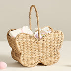 Butterfly Shaped Woven Straw Basket with Handles, Handmade Grass Woven Gift Basket for Easter Eggs, Chocolate Candy & Holiday Gift Giving -ZENG-091615