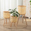 Woven Plant Stand with Tripod Wooden Legs, Handwoven Open Weave Rattan Flower Pot Holder for Indoor Plants, Boho Home Decor -ZENG-091701