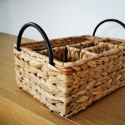 Woven Utensil Caddy with Handles, Multi-Compartment Kitchen Organizer for Flatware, Condiments, BBQ Tools & Tabletop Storage-cc-091814