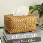 Woven Tissue Box Cover – Decorative Tissue Holder for Bathroom, Bedroom & Living Room-091604-cc