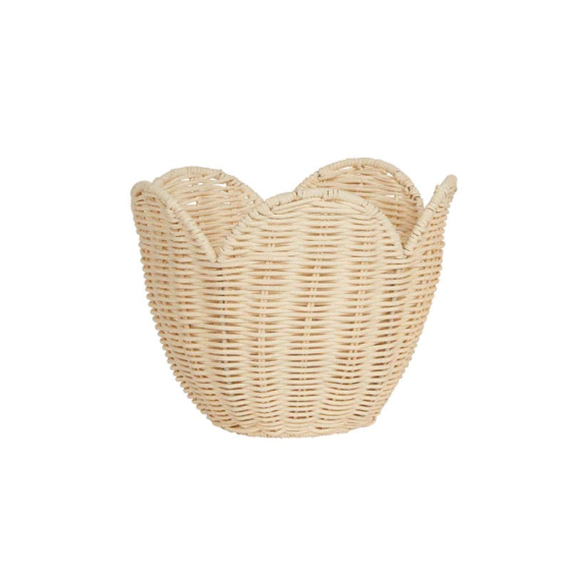Flower Petal Woven Storage Basket, Decorative Wicker Organizer for Toys, Clothes, Books & Nursery Room-cc-091810