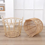 Woven Rattan Storage Basket with Handles – Large Laundry, Blanket & Toy Organizer-091601-cc