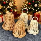 Natural Rattan Christmas Bell Ornament – Handwoven Hanging Holiday Decoration for Tree, Door & Home Decor-cc-091708
