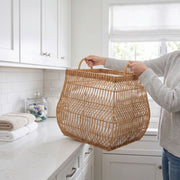 Large Woven Storage Basket with Handles, Decorative Laundry Hamper for Blankets, Toys & Bedroom Organization-cc-091813