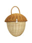 Acorn Shaped Woven Storage Basket with Lid & Handle, Natural Rattan Sealed Organizer Basket with Wooden Bead Closure for Trinkets, Candy & Home Decor -ZENG-091616