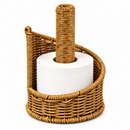 Wicker Toilet Paper Holder with Stand, Handwoven Rattan Paper Roll Storage with Center Pole for Bathroom, Bedroom & Farmhouse Decor -ZENG-092010