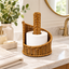 Wicker Toilet Paper Holder with Stand, Handwoven Rattan Paper Roll Storage with Center Pole for Bathroom, Bedroom & Farmhouse Decor -ZENG-092010