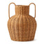 Handwoven Wicker Vase with Double Handles, Natural Rattan Flower Pot Holder for Pampas Grass, Dried Flowers & Boho Wabi-sabi Home Decor -ZENG-091617