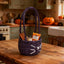 Black Rattan Woven Handled Basket with White Fishbone Stitching, Vintage Picnic and Gift Hamper, Farmhouse Storage Tote -ZENG-091720