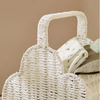 White Cloud Shaped Woven Storage Basket with Handle –Baby Clothes, Toys & Kids Room Decor-cc-091803