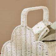 White Cloud Shaped Woven Storage Basket with Handle –Baby Clothes, Toys & Kids Room Decor-cc-091803