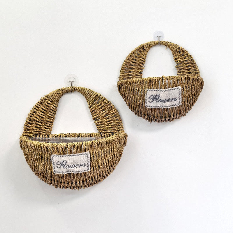 Woven Hanging Flower Basket – Decorative Wall Planter for Fence, Patio, Balcony & Home Decor-091623-cc