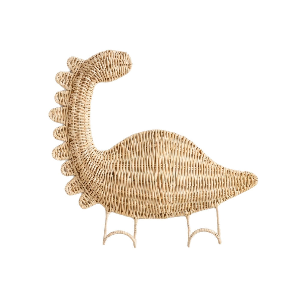 Dinosaur Shaped Woven Wall Hook, Handmade Wicker Coat Hat Hook with Single Peg, Cute Kids Room Entryway & Nursery Decor -ZENG-091620