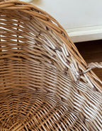 Willow Baby Bassinet Cradle Basket, Natural Light Brown Woven Oval Crib with Arch Canopy and Handle for Newborn Sleep -cc-091701