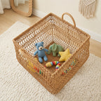 Large Woven Storage Basket with Handles, Decorative Laundry Hamper for Blankets, Toys & Bedroom Organization-cc-091813