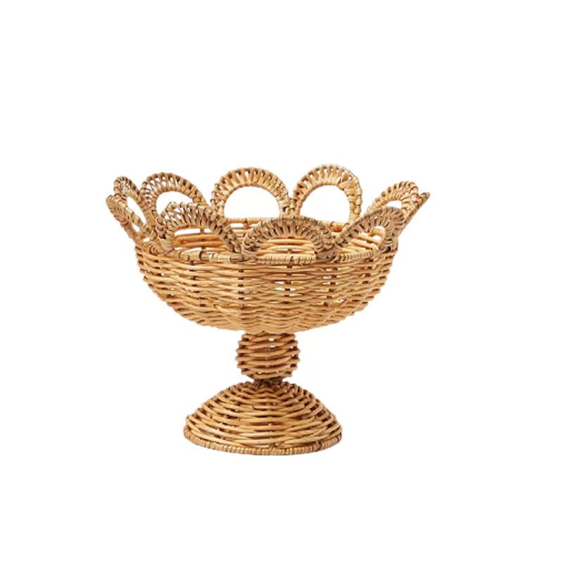 Tall Wicker Bread Basket with Linen Liner & Handles, Handwoven Rattan Sourdough Bread Serving Basket for Kitchen, Farmhouse Table & Bakery Display -ZENG-091623