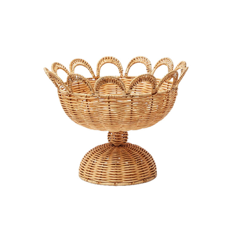 Tall Wicker Bread Basket with Linen Liner & Handles, Handwoven Rattan Sourdough Bread Serving Basket for Kitchen, Farmhouse Table & Bakery Display -ZENG-091623