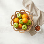 Tall Wicker Bread Basket with Linen Liner & Handles, Handwoven Rattan Sourdough Bread Serving Basket for Kitchen, Farmhouse Table & Bakery Display -ZENG-091623