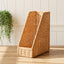 Handwoven Wicker File Organizer Basket, Vertical Rattan Magazine Holder with Open Top for Letters, Documents & Desk Home Office Storage -ZENG-091624