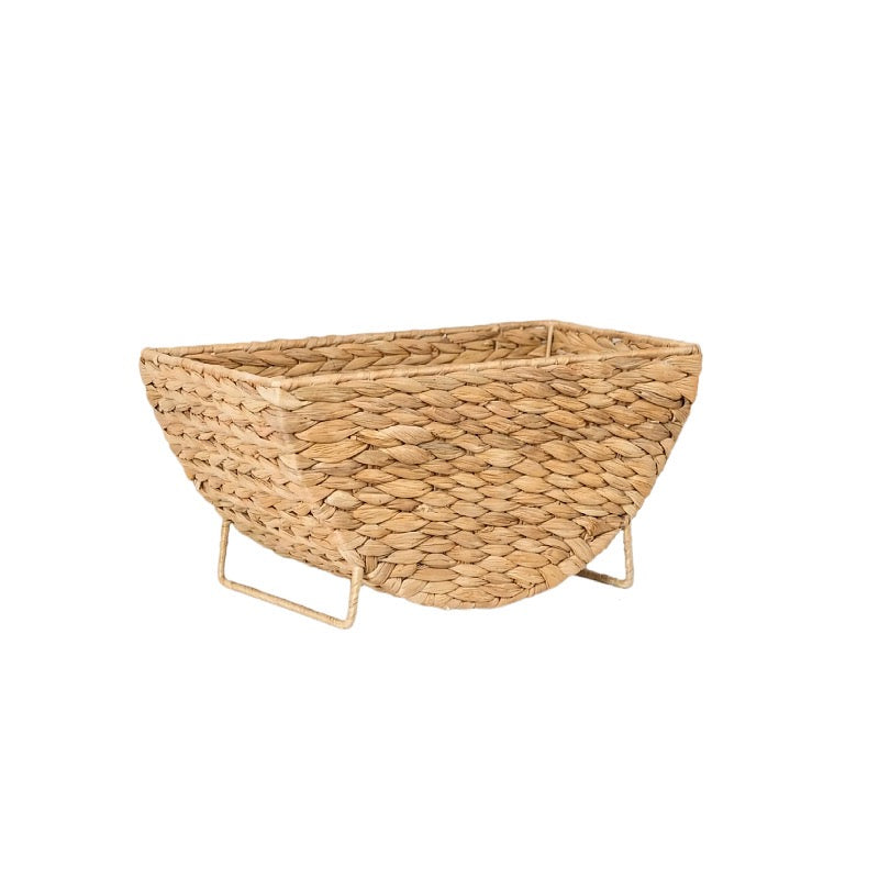 Woven Storage Basket with Metal Stand, Decorative Countertop Organizer for Magazines, Blankets, Fruit, Flowers & Home Storage-cc-091815