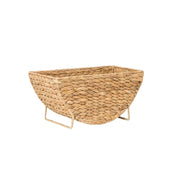 Woven Storage Basket with Metal Stand, Decorative Countertop Organizer for Magazines, Blankets, Fruit, Flowers & Home Storage-cc-091815