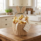 Woven Bunny Ear Easter Basket with Handle – Decorative Egg Hunt & Gift Basket for Kids-091621-cc