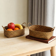 Woven Fruit & Bread Basket with Handles – Natural Rattan Storage Basket for Kitchen Countertop & Dining Table-cc-092408