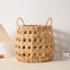 Natural Water Hyacinth Woven Storage Basket with Handles – Round Decorative Organizer for Living Room, Bedroom & Nursery-cc-091804