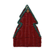Christmas Tree Woven Gift Basket with Wooden Handle – Holiday Candy, Treat & Gift Storage Caddy－091624-cc