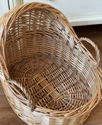 Willow Baby Bassinet Cradle Basket, Natural Light Brown Woven Oval Crib with Arch Canopy and Handle for Newborn Sleep -cc-091701