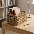 Rectangular Woven Storage Basket – Decorative Organizer Bin for Towels, Books, Shelves & Home Storage-cc-092003