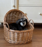 Willow Baby Bassinet Cradle Basket, Natural Light Brown Woven Oval Crib with Arch Canopy and Handle for Newborn Sleep -cc-091701