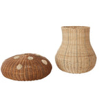 Rattan Mushroom Woven Storage Basket with Lid – Decorative Toy Organizer for Kids Room & Nursery-091609-cc