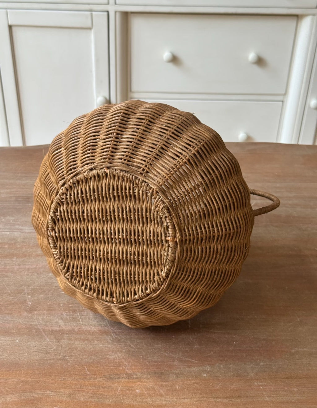Woven Rattan Vase with Handles – Decorative Flower Basket for Farmhouse, Rustic & Boho Home Decor-091617-cc